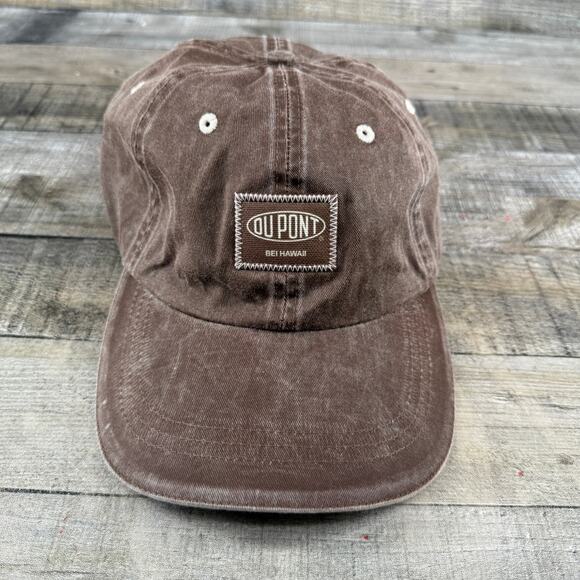 Vintage Hat Ou Pont Bei Hawaii Brown Distressed Y2K Aheadgear Adjustable Cap - Picture 1 of 14